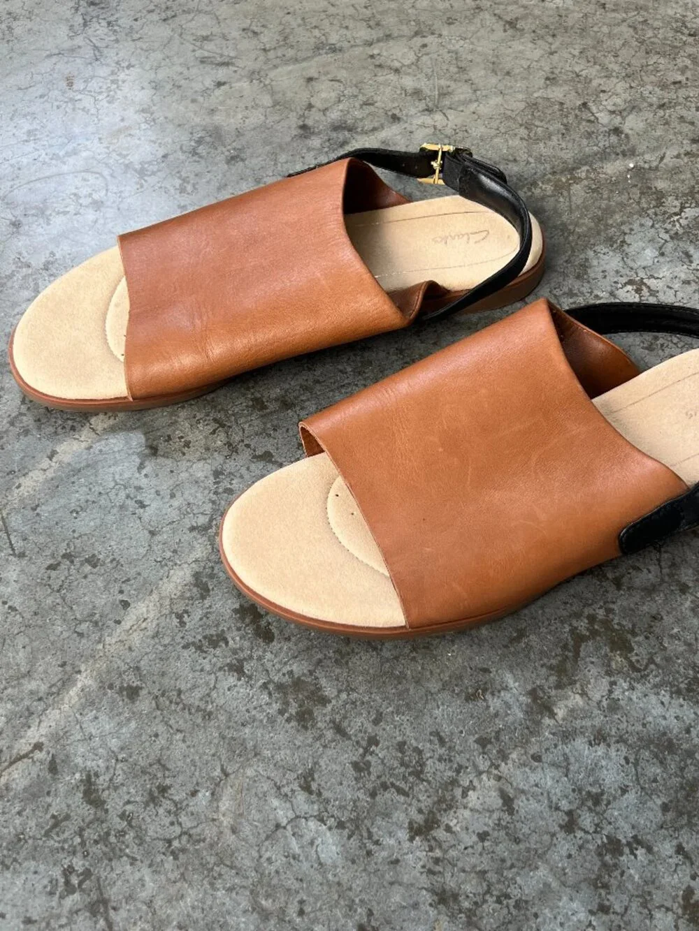 Clarks Bay Jasmine Open Toe Slingback Tan Leather Sandals Women's 9 - Picture 10 of 12